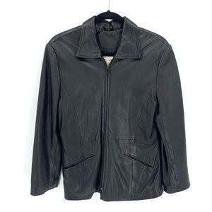 Vintage Genuine Leather Black Zip Up Jacket Size Large Buttery Soft